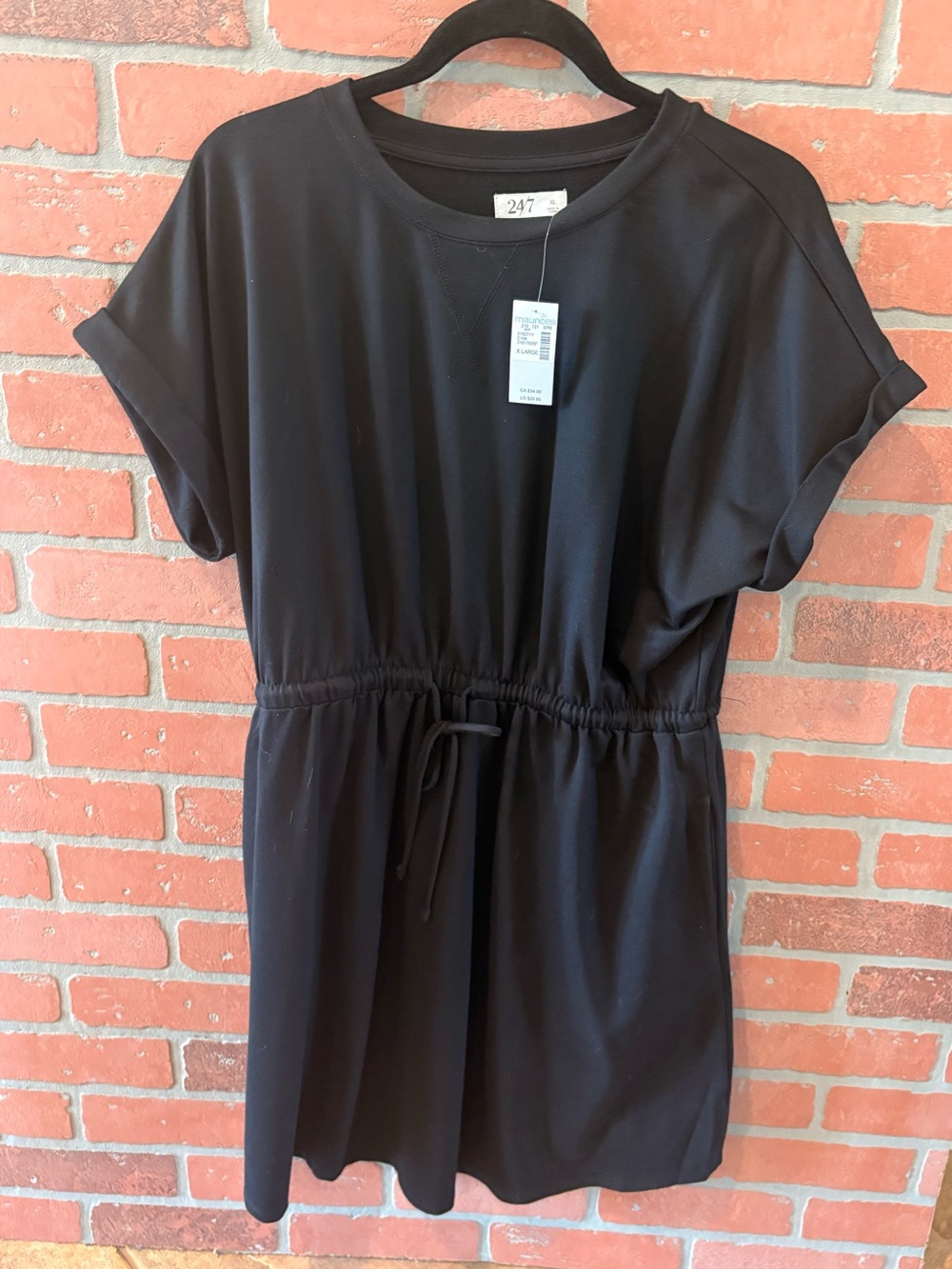 Maurice’s- XL, 24/7 Black Drawstring Waist Mini Dress